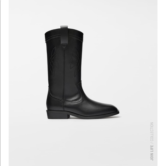Zara Shoes Zara Leather Cowboy Boots Limited Edition Poshmark